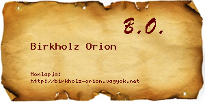 Birkholz Orion névjegykártya